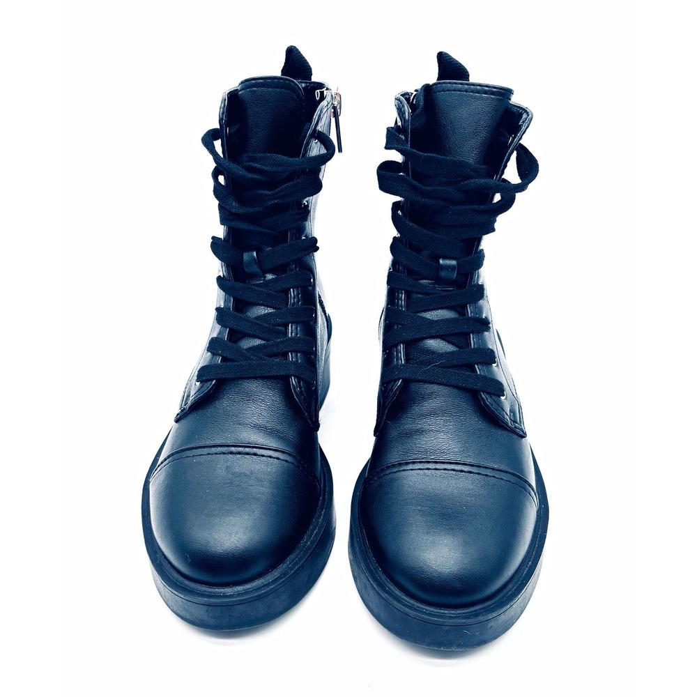 Calvin Klein Carsons2-T Womens Black Combat Ankle Boots Lace Up Side Zip 6.5M